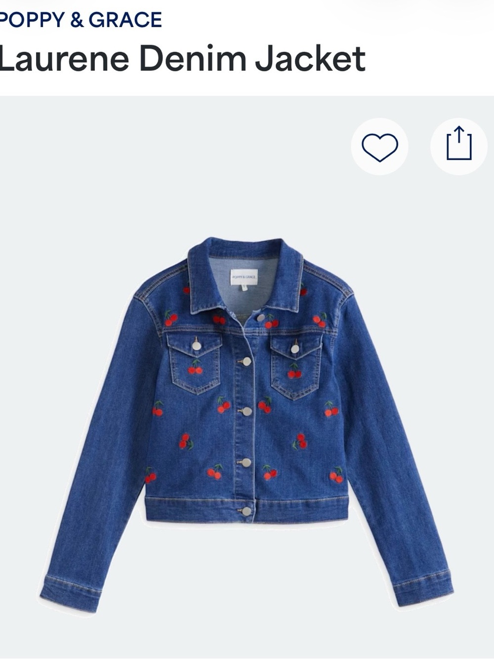 Laurene Blue Cherry Embroidered Denim Jacket